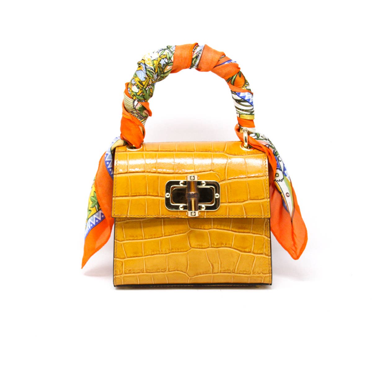 German Fuentes Handbags - GF1922 GENUINE ITALIAN LEATHER BAMBOO HANDLE BAG: BEIGE