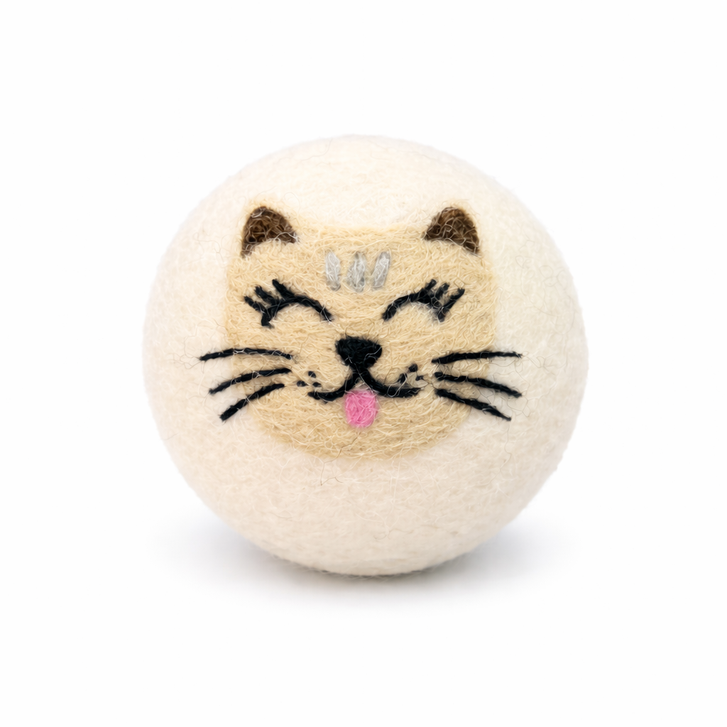 Ethical Global - Cats: Eco Wool Dryer Balls Fair Trade: Cat w/Scarf