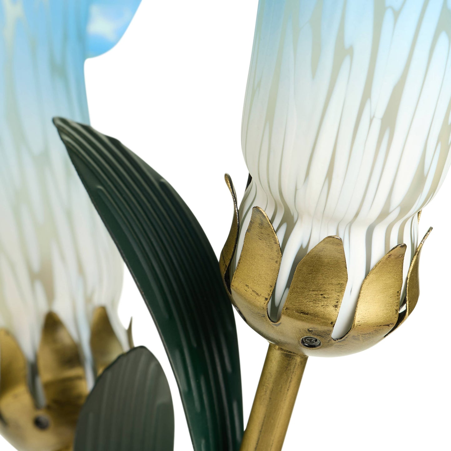 River of Goods - 23.5"H Blue 3 Shade Handblown Glass Calla Lily Table Lamp