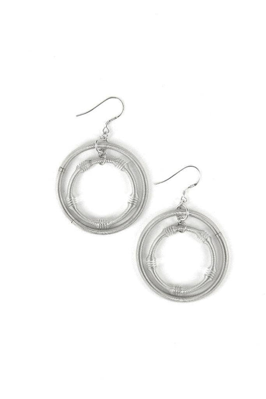 Sea Lily - ES22A - Large Silver Double Loop PW Earring