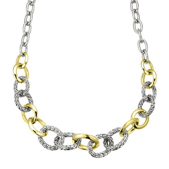 Laudic Co - 21 Inch Textured Circle Link Necklace