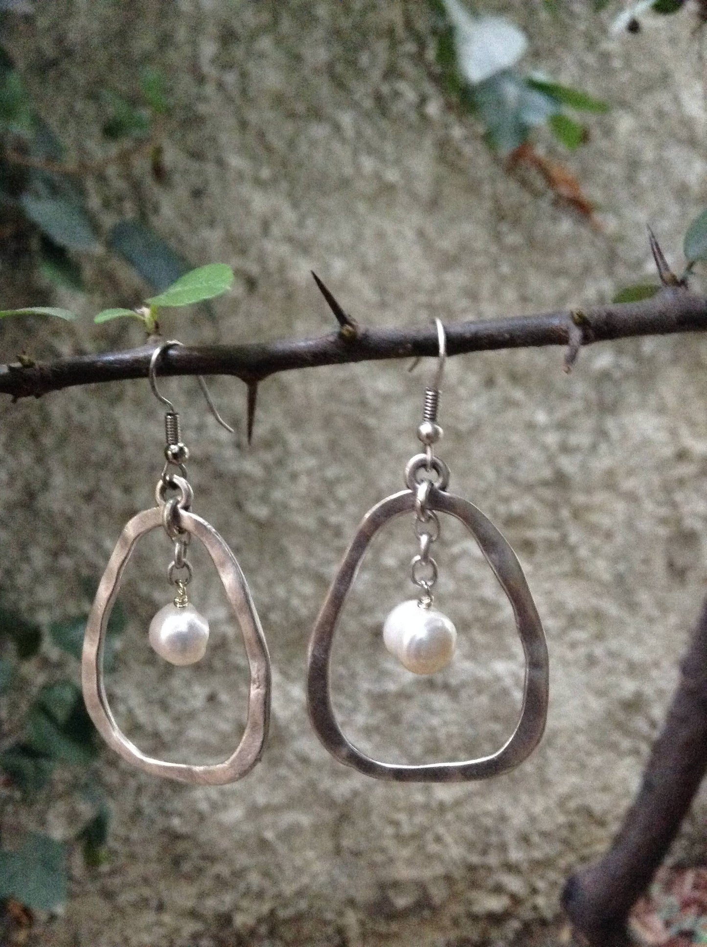 Volare - 5195T Oval hoop with stone silver plated: F.w.pearl