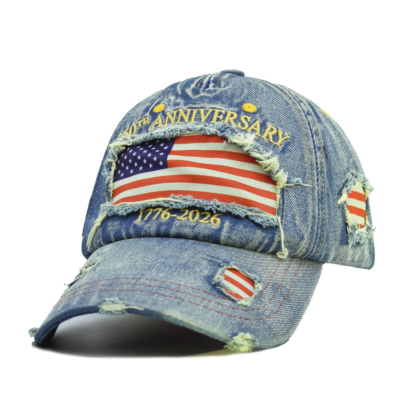MKS America - 250th Anniversary USA Flag Embroidered Baseball Cap: DarkBlue / M