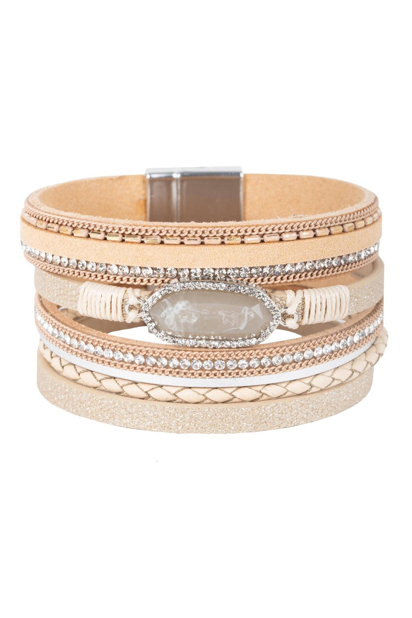 SAACHI - Reno Resin Stone Leather Bracelet: GOLD