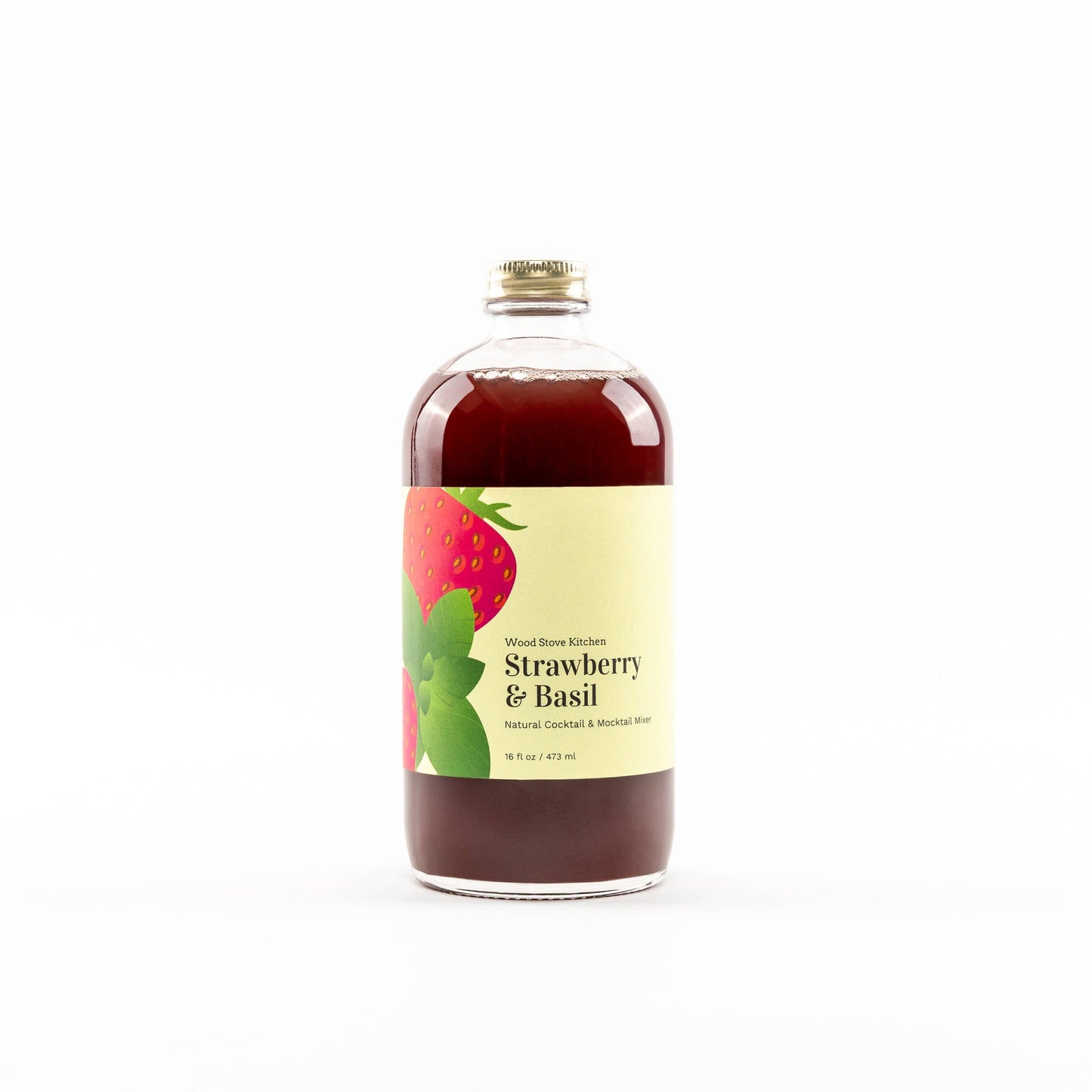 Wood Stove Kitchen - Strawberry & Basil Cocktail and Mocktail Mixer, 16 fl oz
