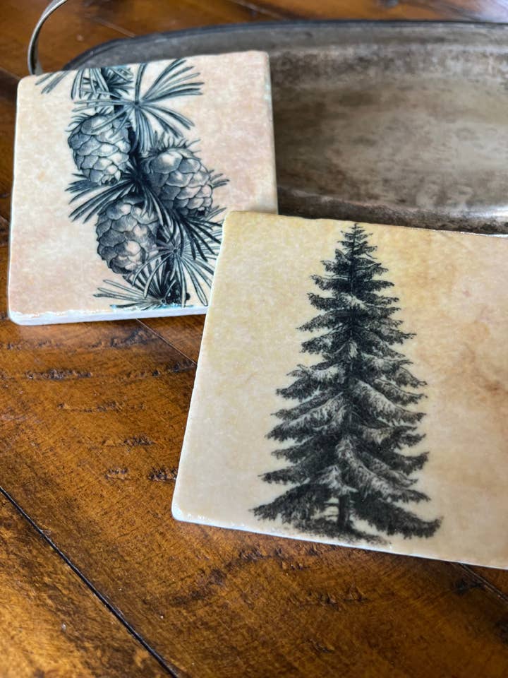 The Painted Lily - Pine Forest stone coasters - case of 4