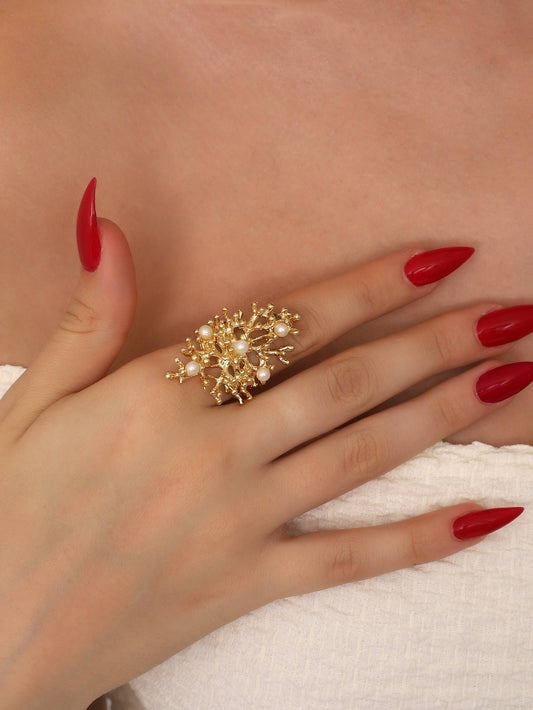 BUBU BY TEKIN SHOP - Gold Plated Natural Stone Ring