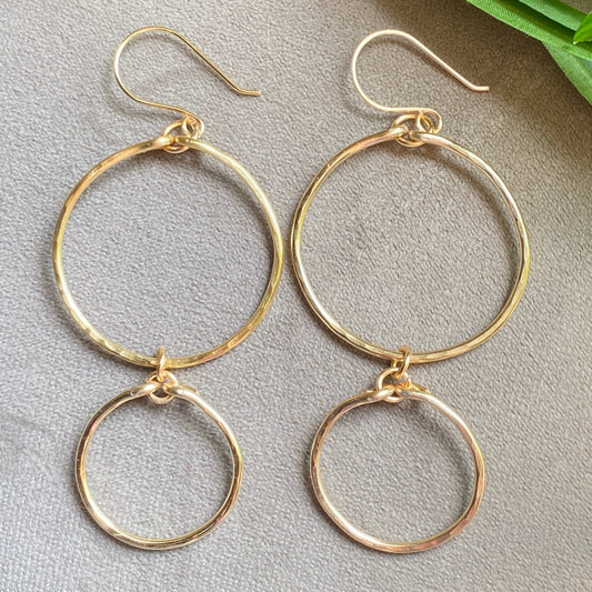 Marble Designs Jewelry - Gold Hammered Double Hoop Earrings