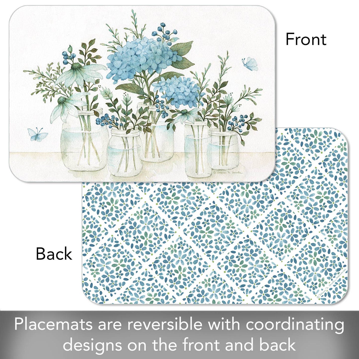 CounterArt/Highland Home/Thirstystone - Mason Jars & Florals Reversible Flexible Plastic Placemat