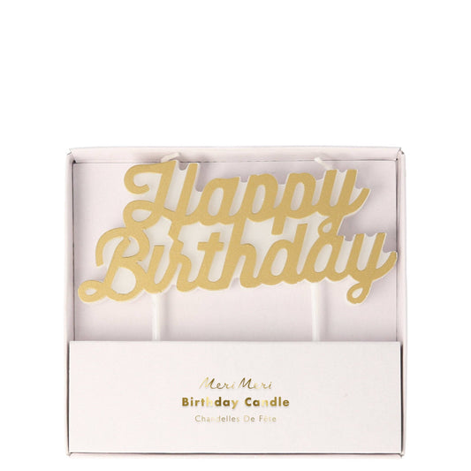 Meri Meri - Gold Happy Birthday Candle