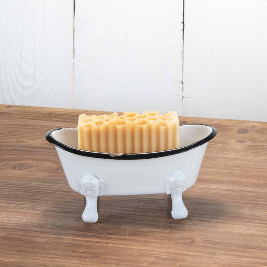 Foreside Home & Garden - Black Distressed Rim White Enamel Bathtub Soap Dish