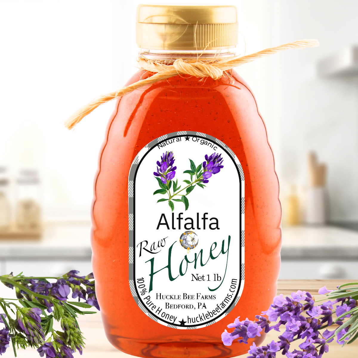 Huckle Bee Farms LLC - Raw Alfalfa Honey: 1 lb Bottle