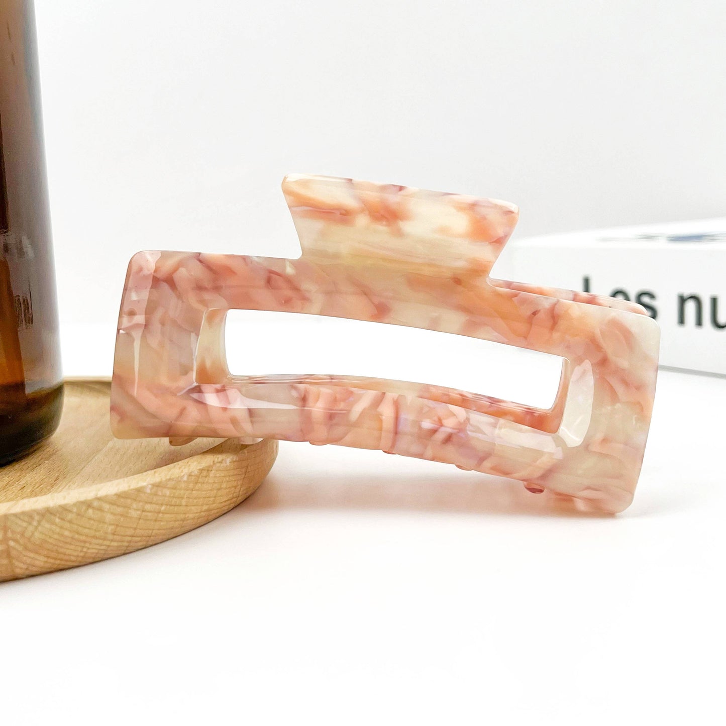 TheDivaSoap - Rectangular Acetate Hair Claw, Premium Quality Hair Clip: Beige