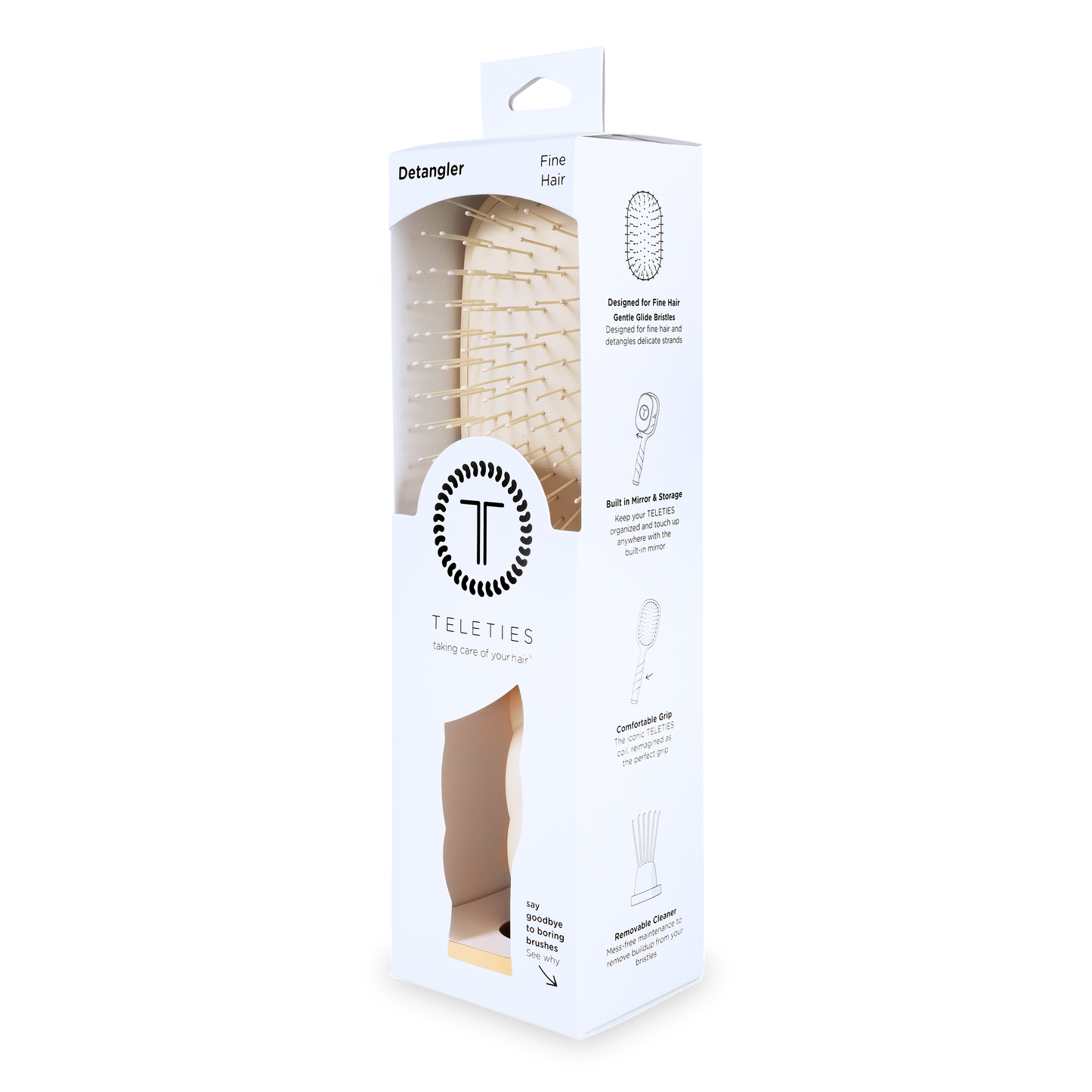 TELETIES - Detangler Hair Brush for Fine Hair - Tan