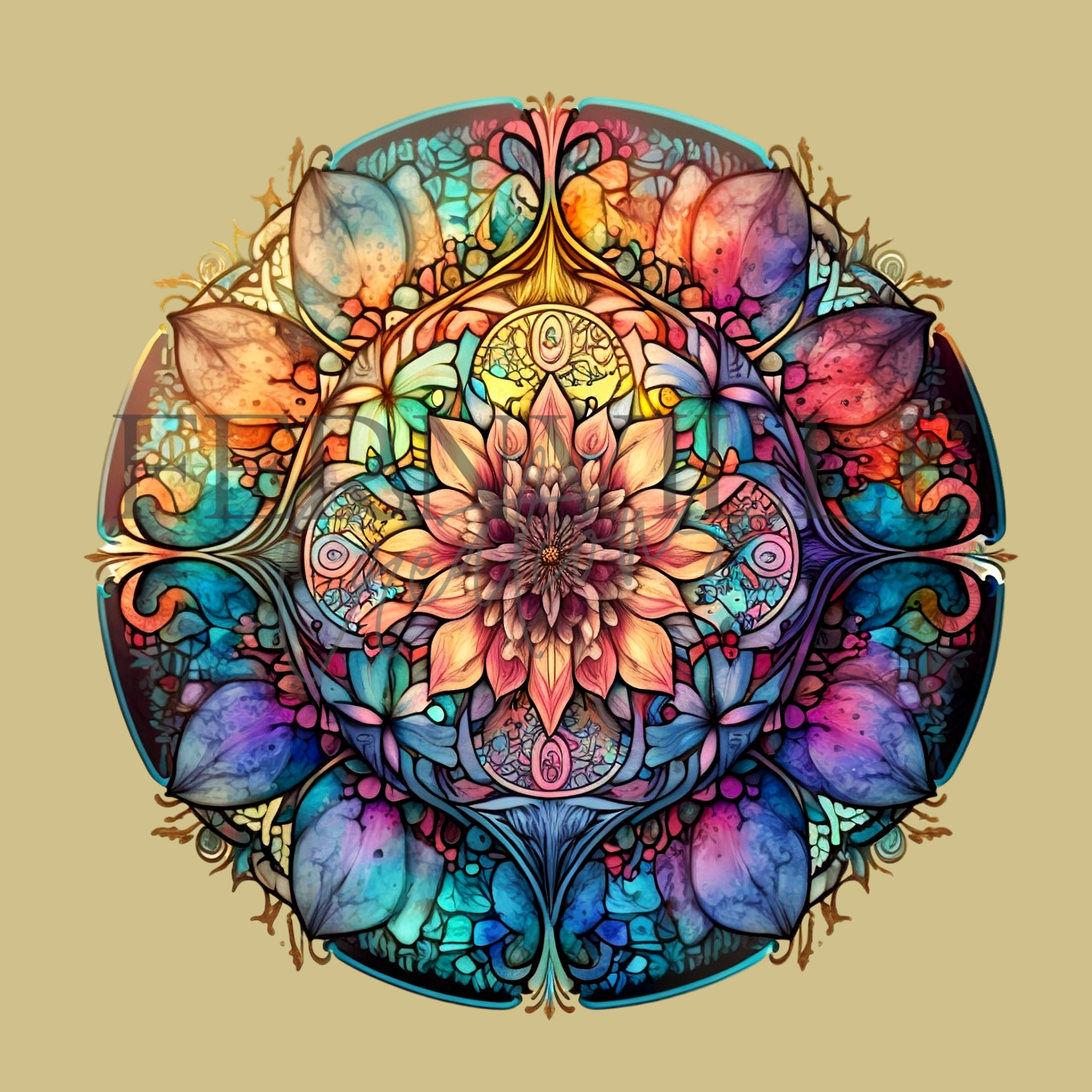 Fernville Creations - Mandala Cutting Board, Printed Image on Textured Glass: 12 Inch