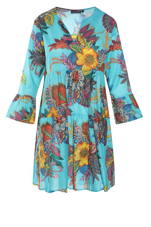 KikiSol - Aqua Fiji Ruffle Dress: XXL