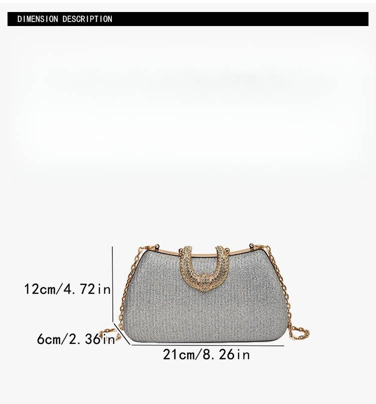 ACCITY - FINE GLITTER CLUTCH DRESS LADY EVENING BAG CLUTCH_CWAB3258: Silver / (OS) 1