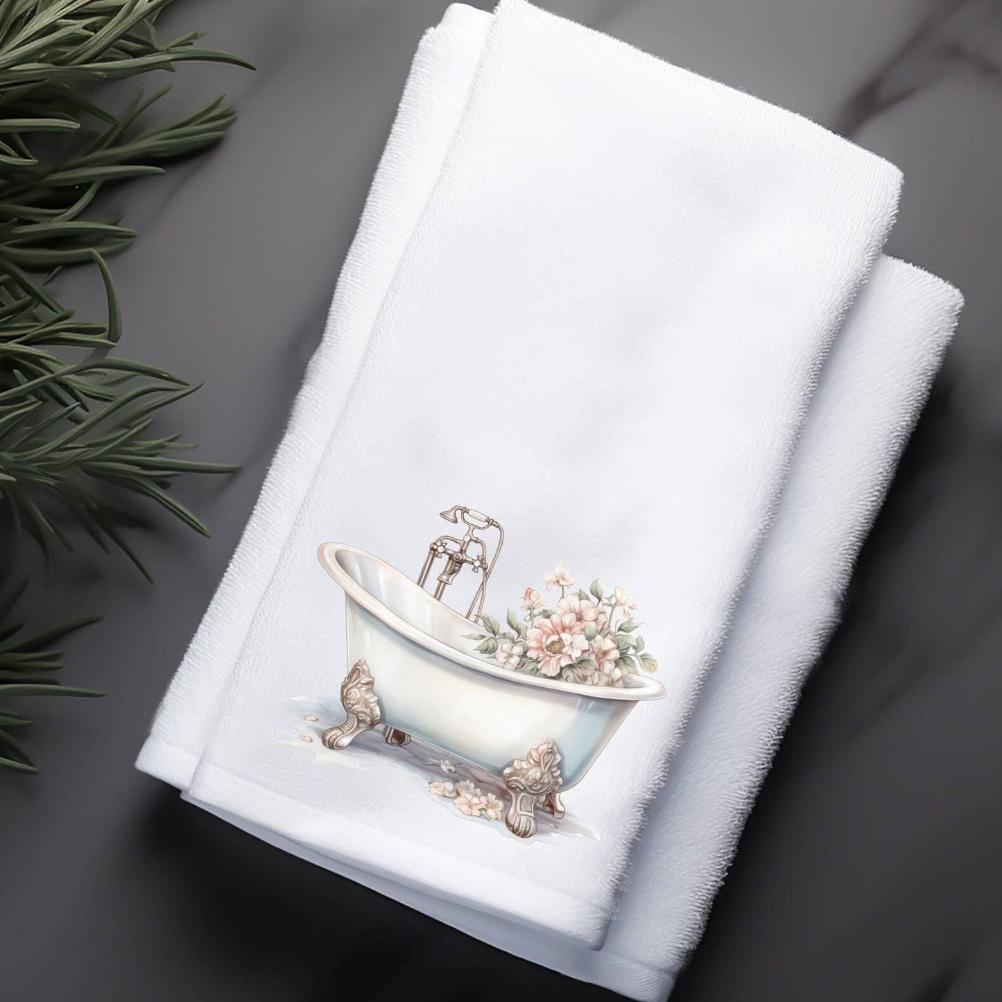 Fernville Creations - Vintage Luxury Floral Fingertip Towel for Bathroom and Spa