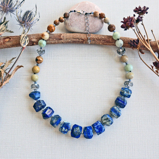 IST Jewelry - Lapis Lazuli Nugget Mixed Stone Necklace