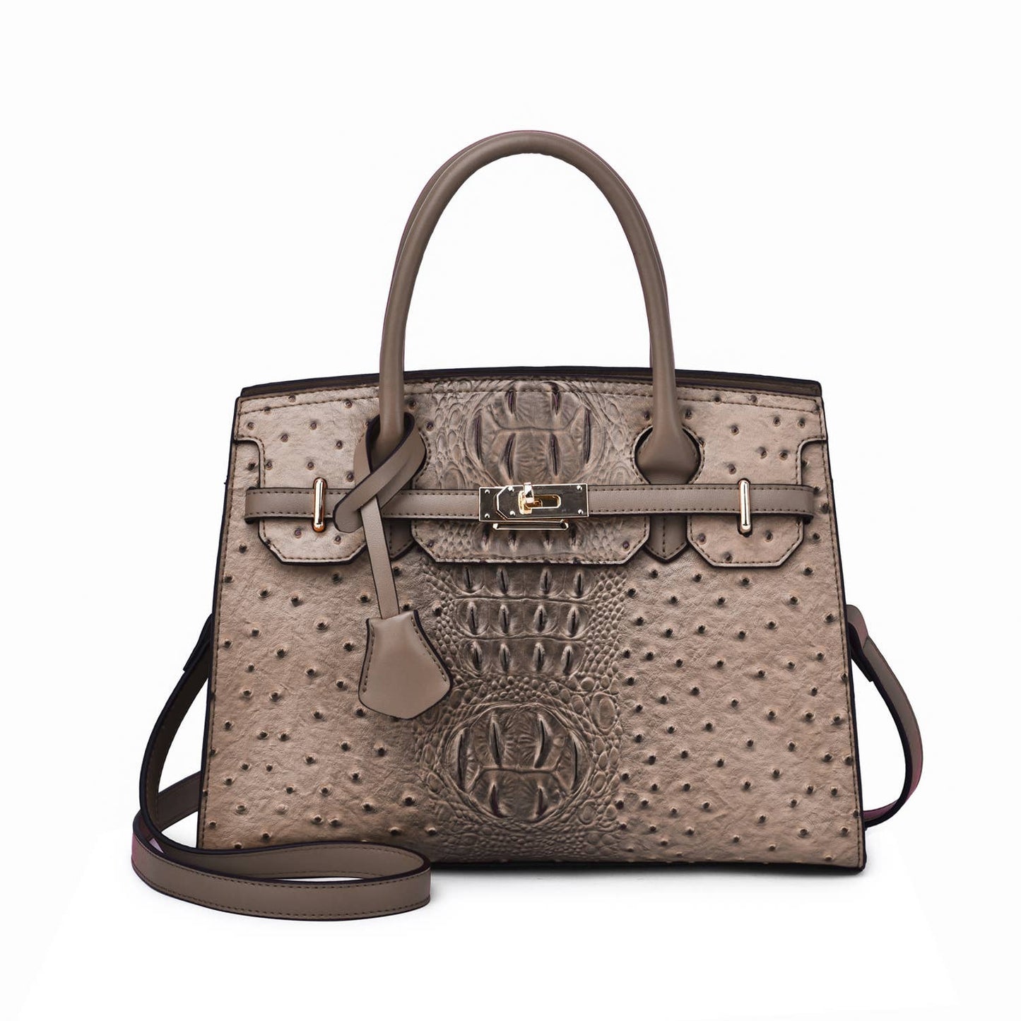 Mellow World - Virginia Ostrich Embossed Satchel: Black