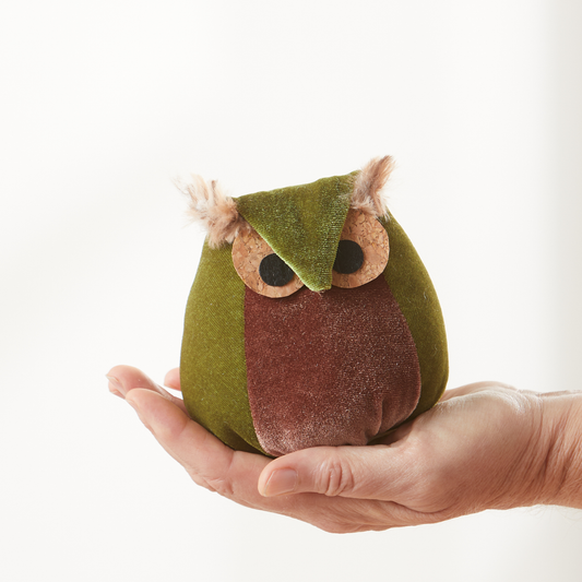 Your Heart's Content - Whimsical velvet owls,  charming owl enthusiastic, unique: Avocado Owl