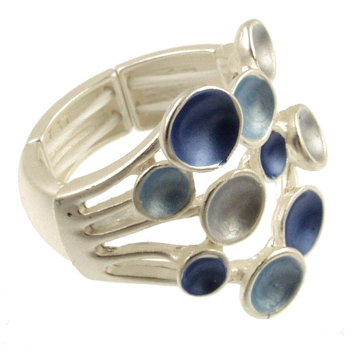 Origin Jewelry - Stretch Ring - Confetti Ring in Three-Tones: Silver Aqua