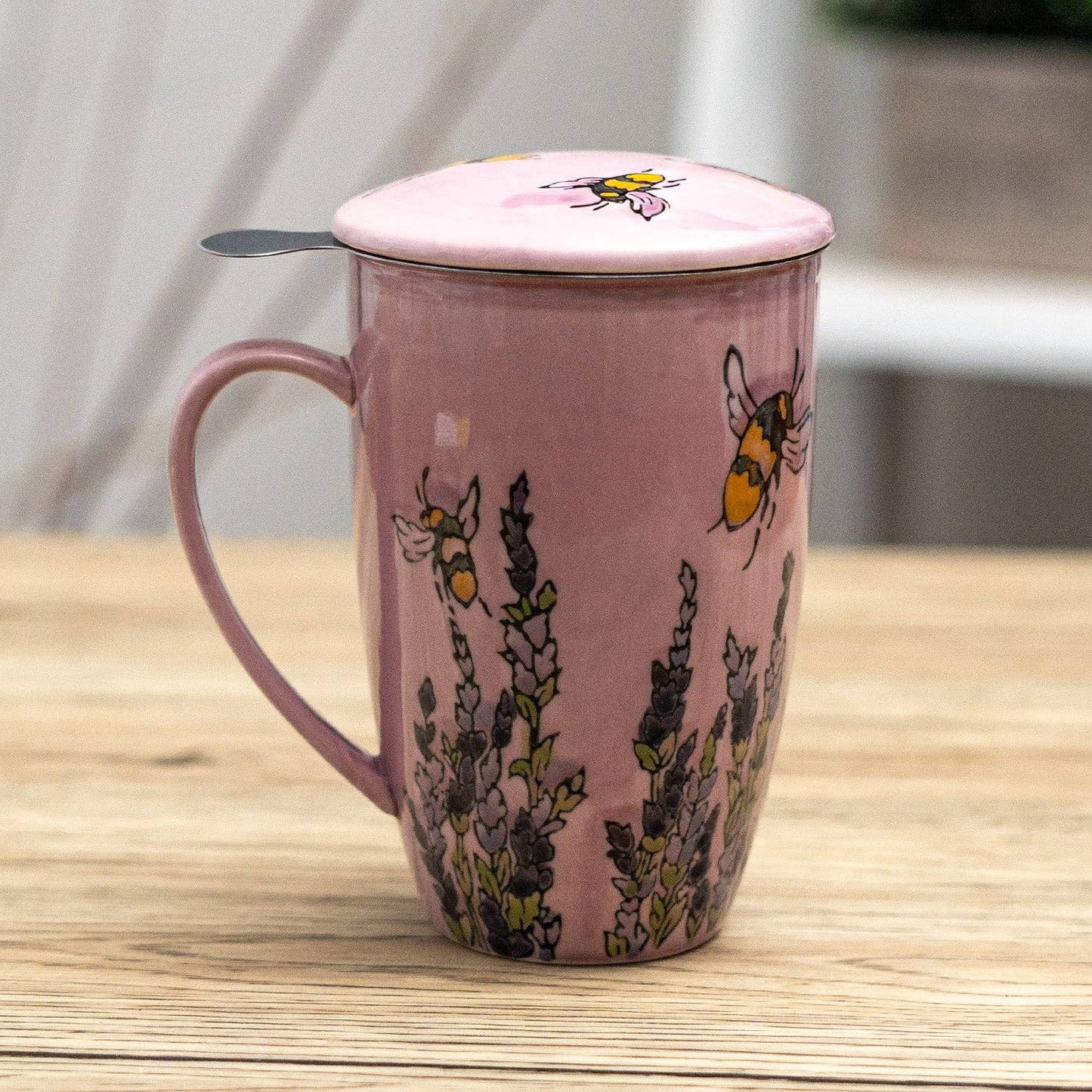 Urban Tokyo - Spring Honeybee Design 15oz Tea Mugs with Lid and Infuser for Loose Leaf Tea (4/32)