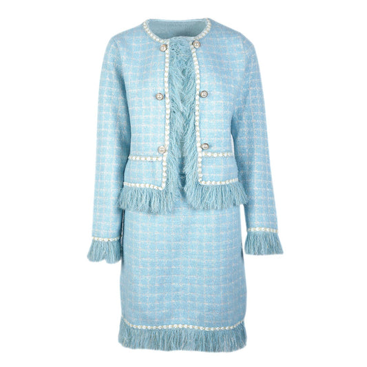 PEACH ACCESSORIES - SD194 Matching set soft cardigan and skirt in Blue