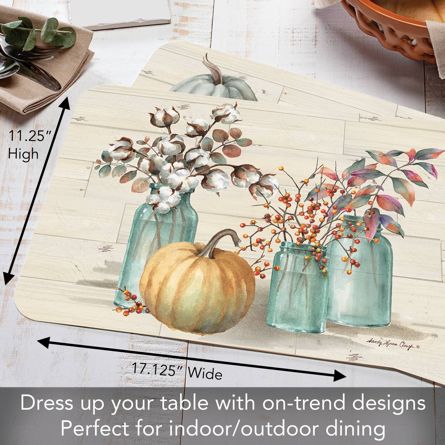 CounterArt/Highland Home/Thirstystone - Pumpkin Time Reversible Rectangular Plastic Placemat