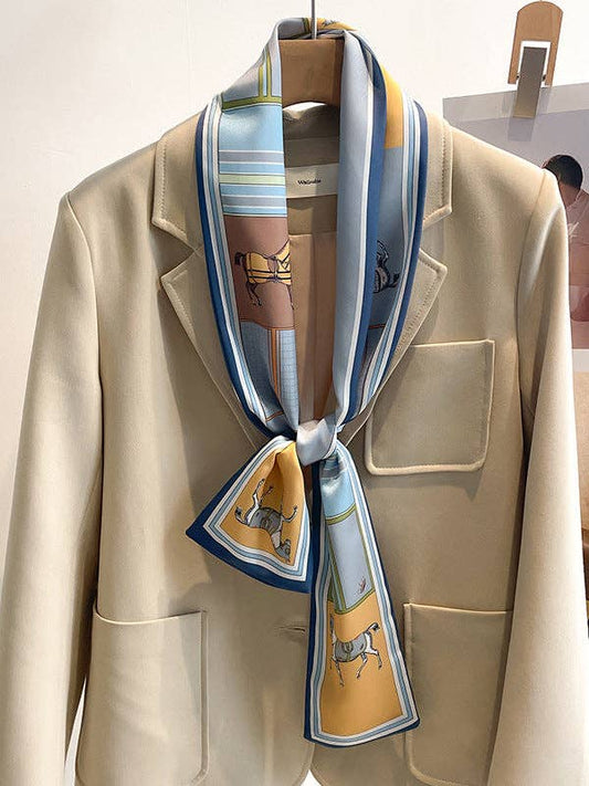 UZ Wholesale Store - Animal Printed Striped Scarf: BLUE / One_size