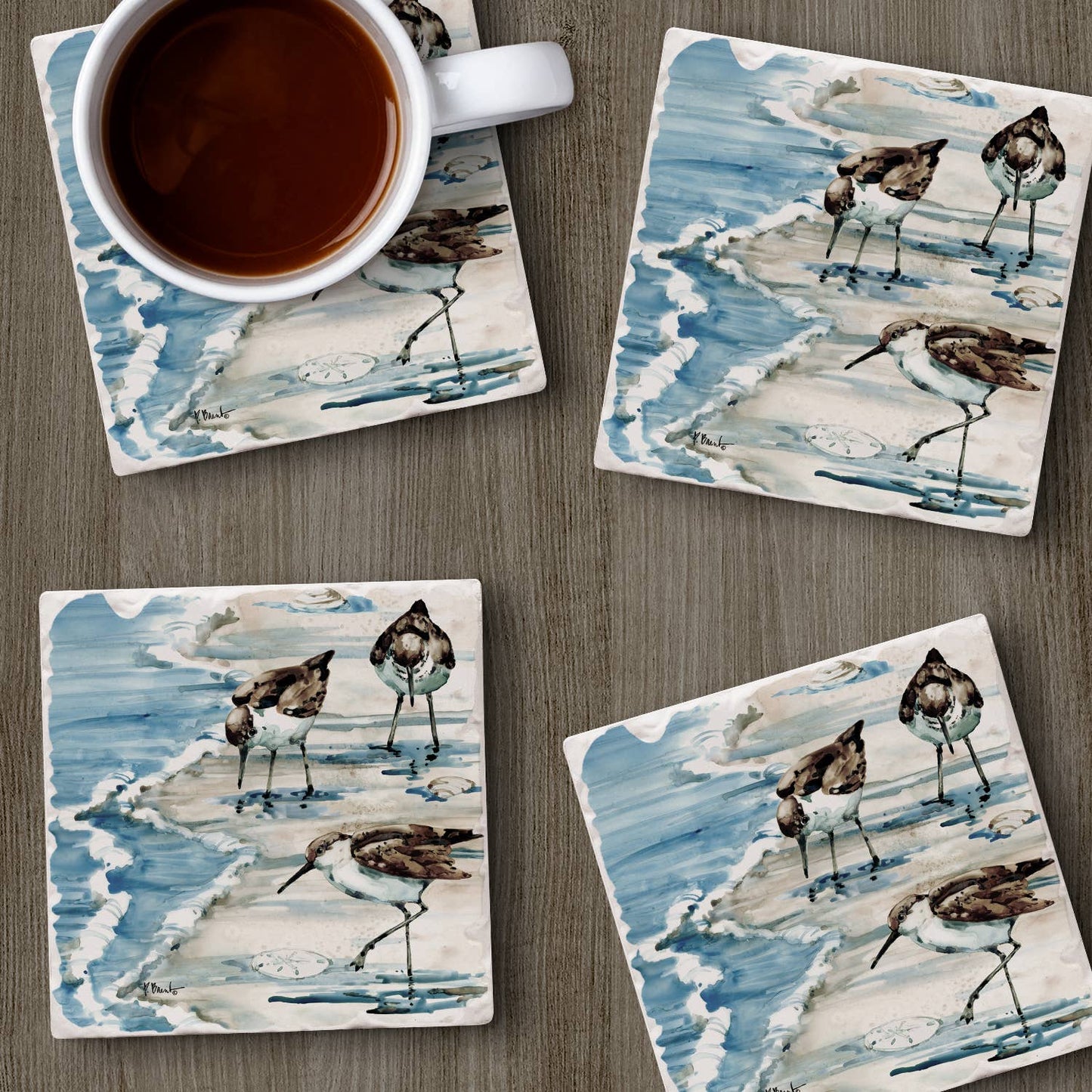 CounterArt/Highland Home/Thirstystone - "Rockhampton Sandpipers"  Tumbled Tile Coaster 4pk