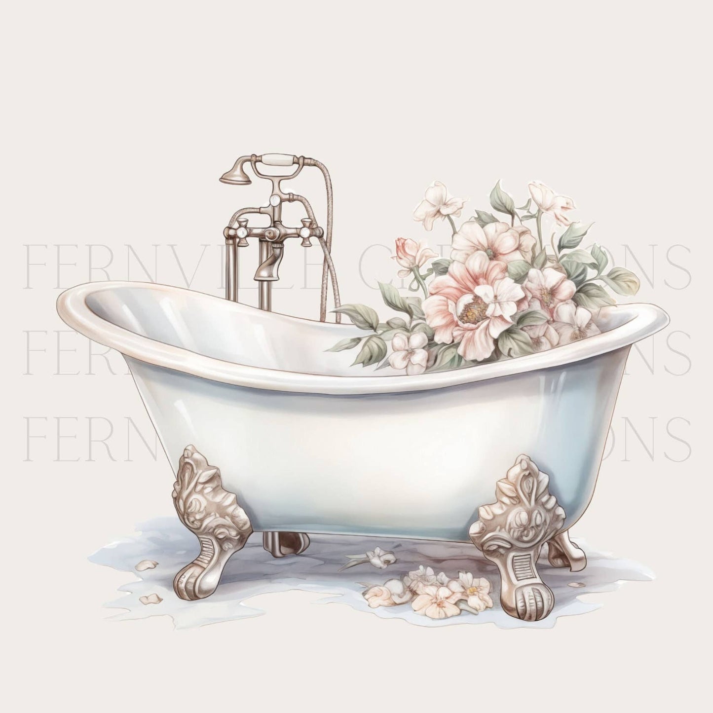 Fernville Creations - Vintage Luxury Floral Fingertip Towel for Bathroom and Spa