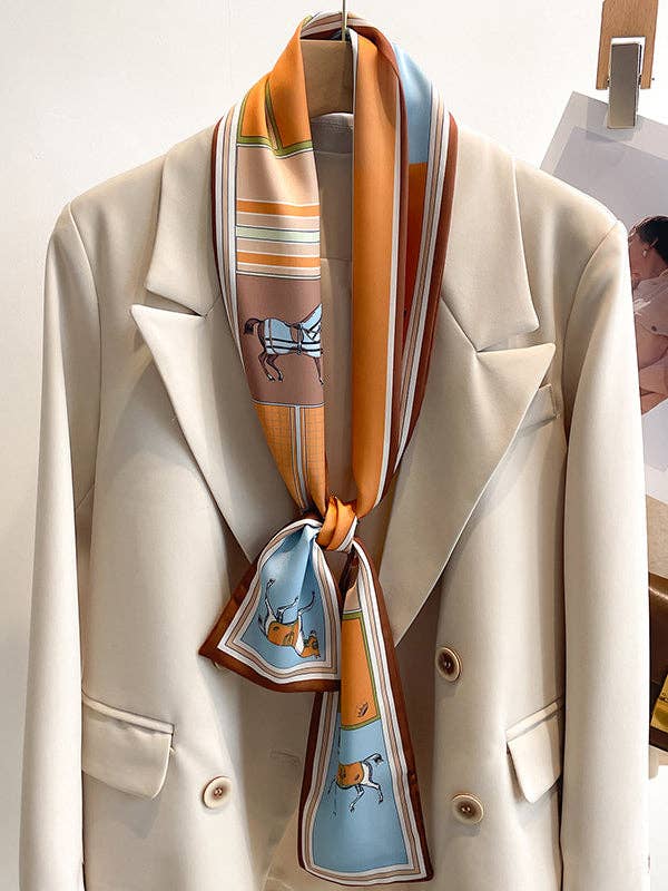 UZ Wholesale Store - Animal Printed Striped Scarf: BLUE / One_size