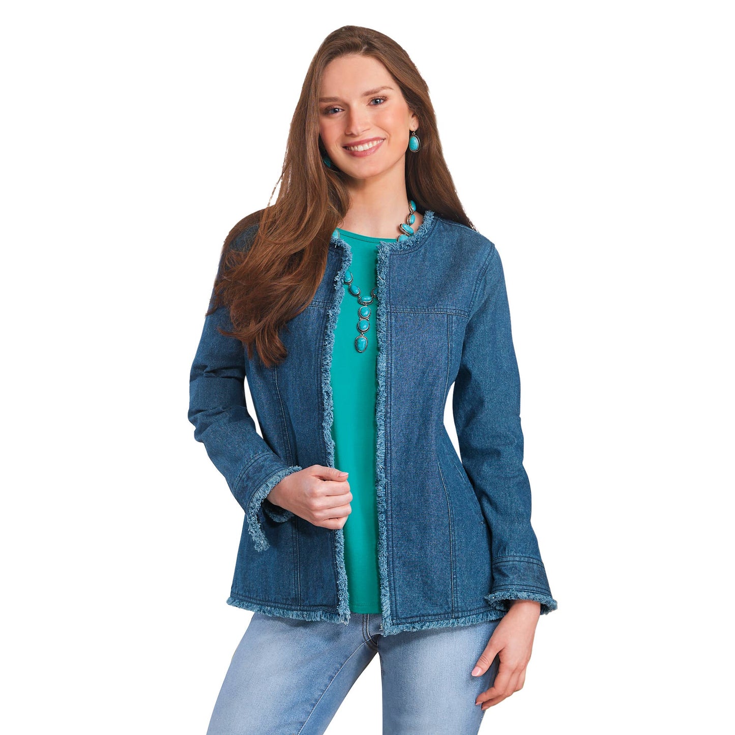 Back in the Saddle - Torey Fringed Denim Jacket: Large