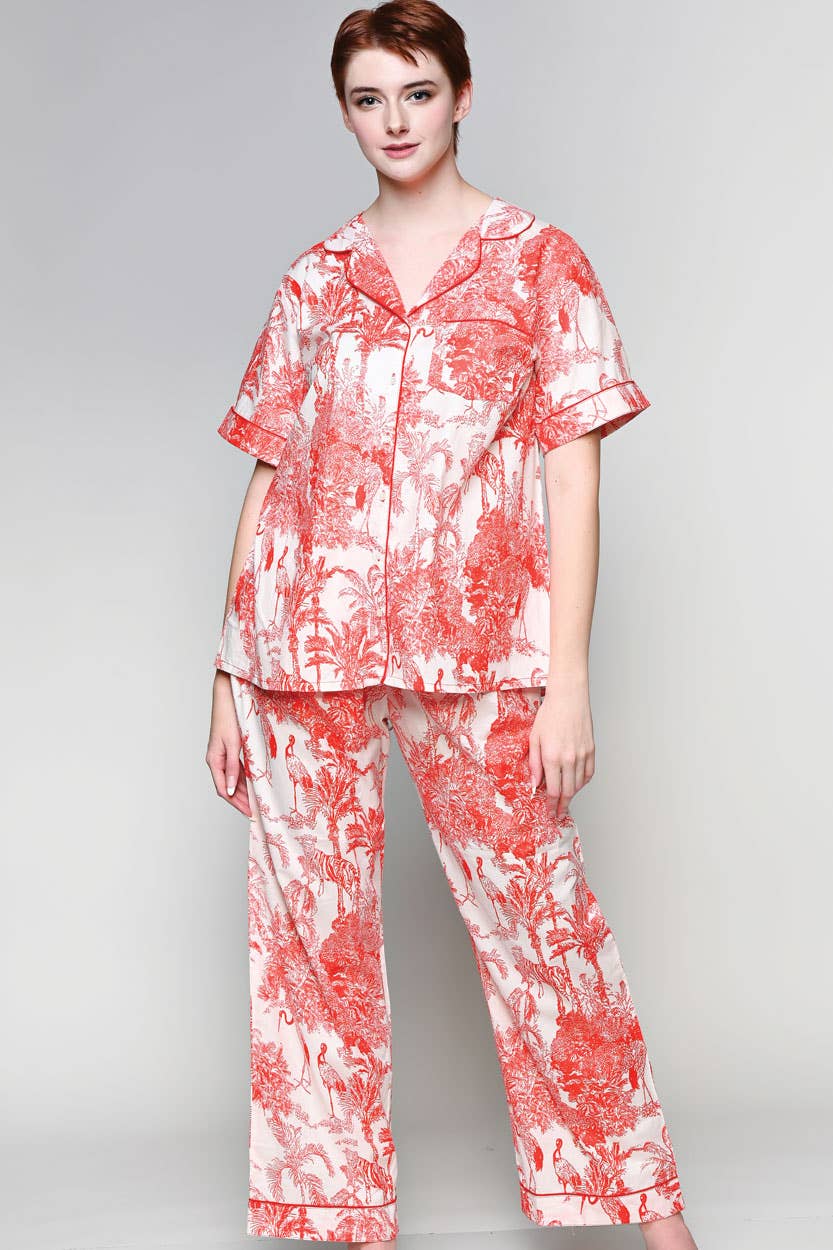 Sevya Handmade - Shanti Pajama Set: S/M / Red & White