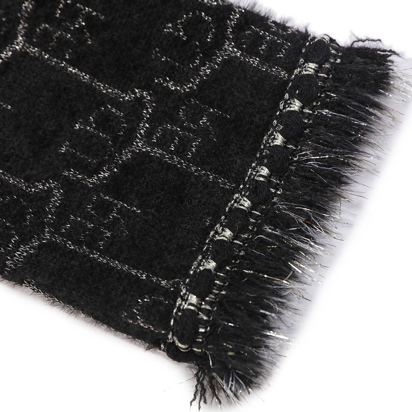 PEACH ACCESSORIES -  Elegance Bouclé Cardigan with Pearl Accents SD190: Black