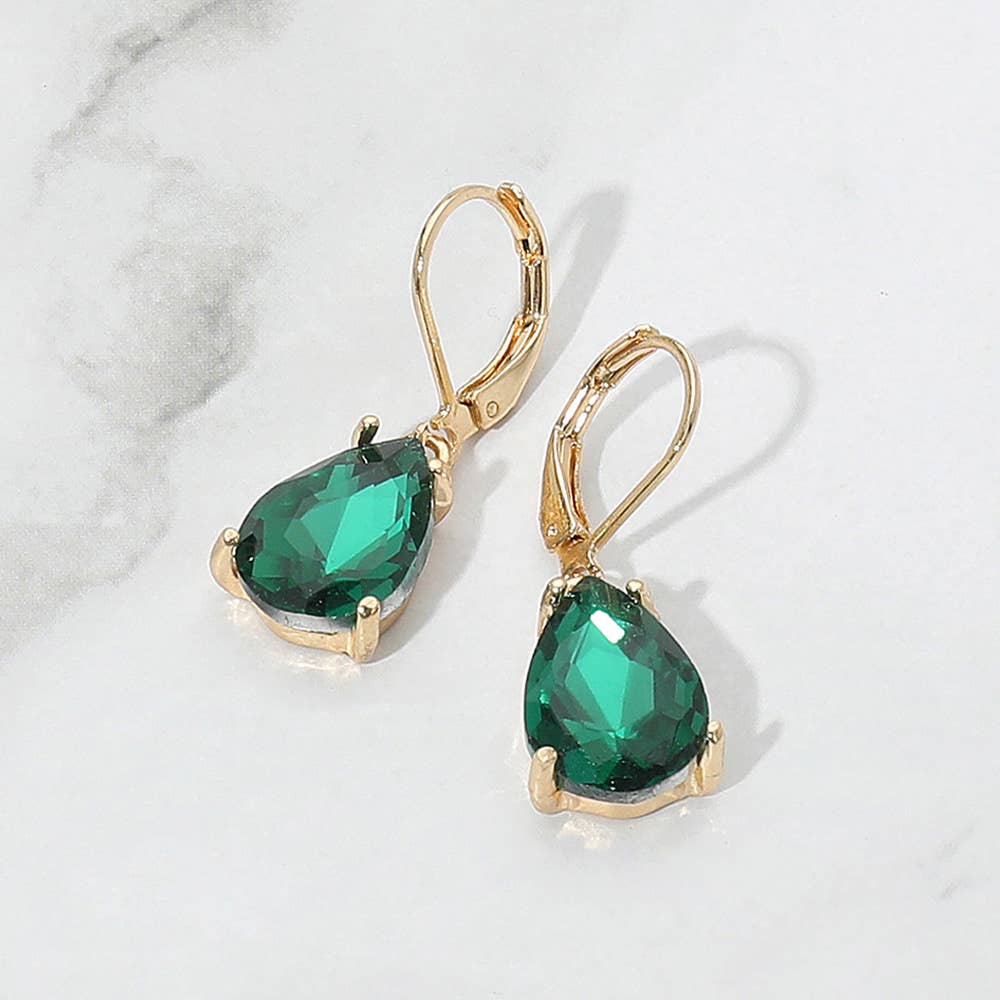 Sensibling Corp. - Teardrop Glass Stone Drop Dangle Earrings: AB,White