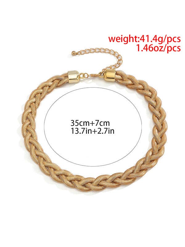 Elanora - Adjustable Snake Chain Choker Necklace: GOLD / Adjustable