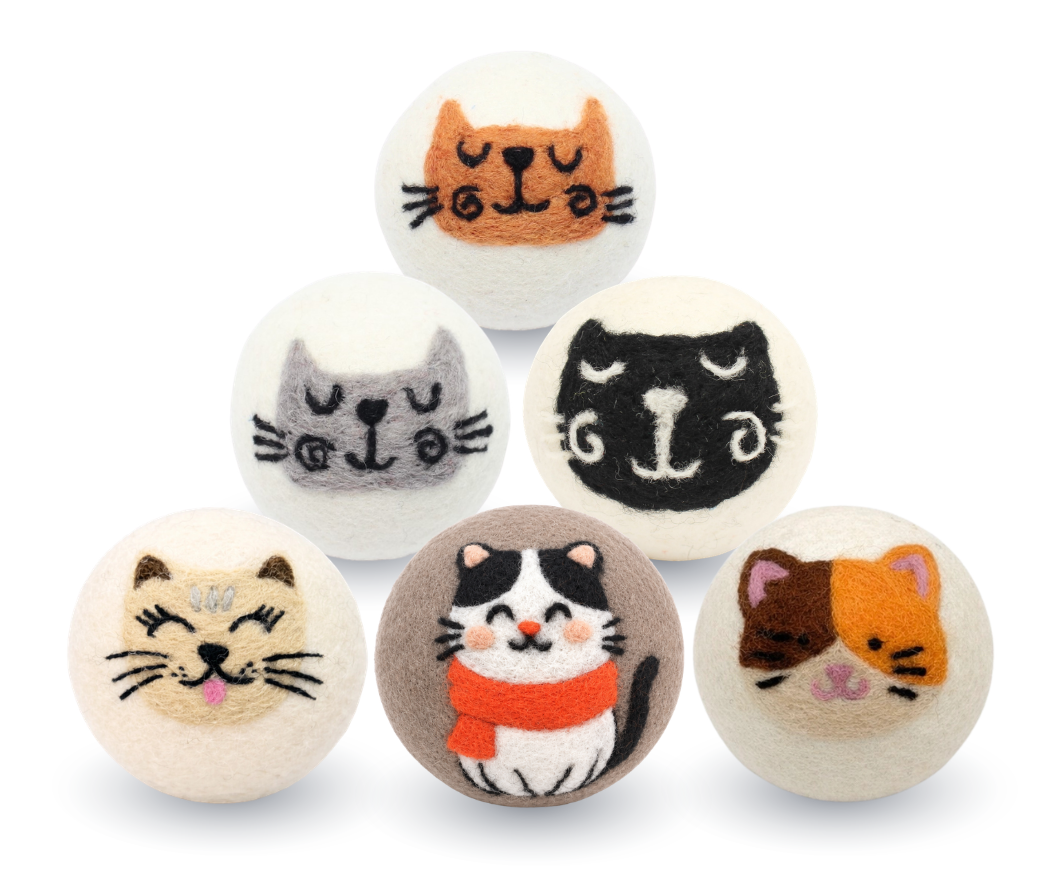 Ethical Global - Cats: Eco Wool Dryer Balls Fair Trade: Cat w/Scarf