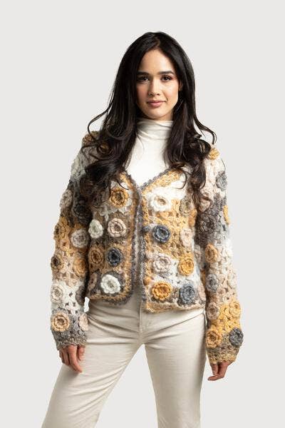 SAACHI - Crochet Blossom Cardigan: Lavender
