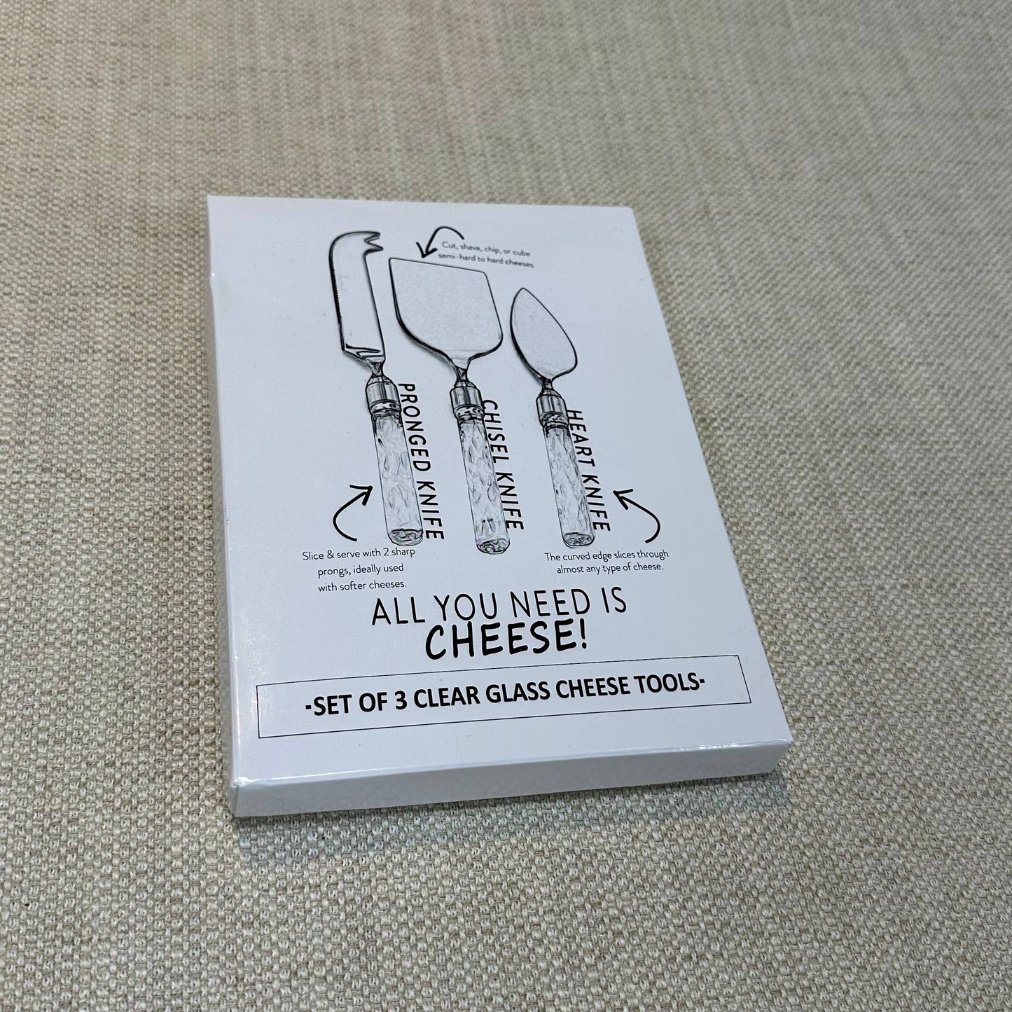 India Handicrafts Inc - Cheese Set with Glass Handles, Set of 3