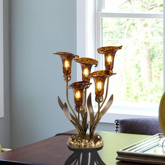 River of Goods - 20" Hand-Blown Glass 5-Light Calla Lily Uplight Table Lamp