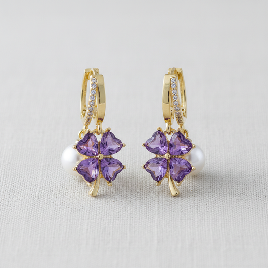 camilla dovey - Pink Zirconia Floral Earrings