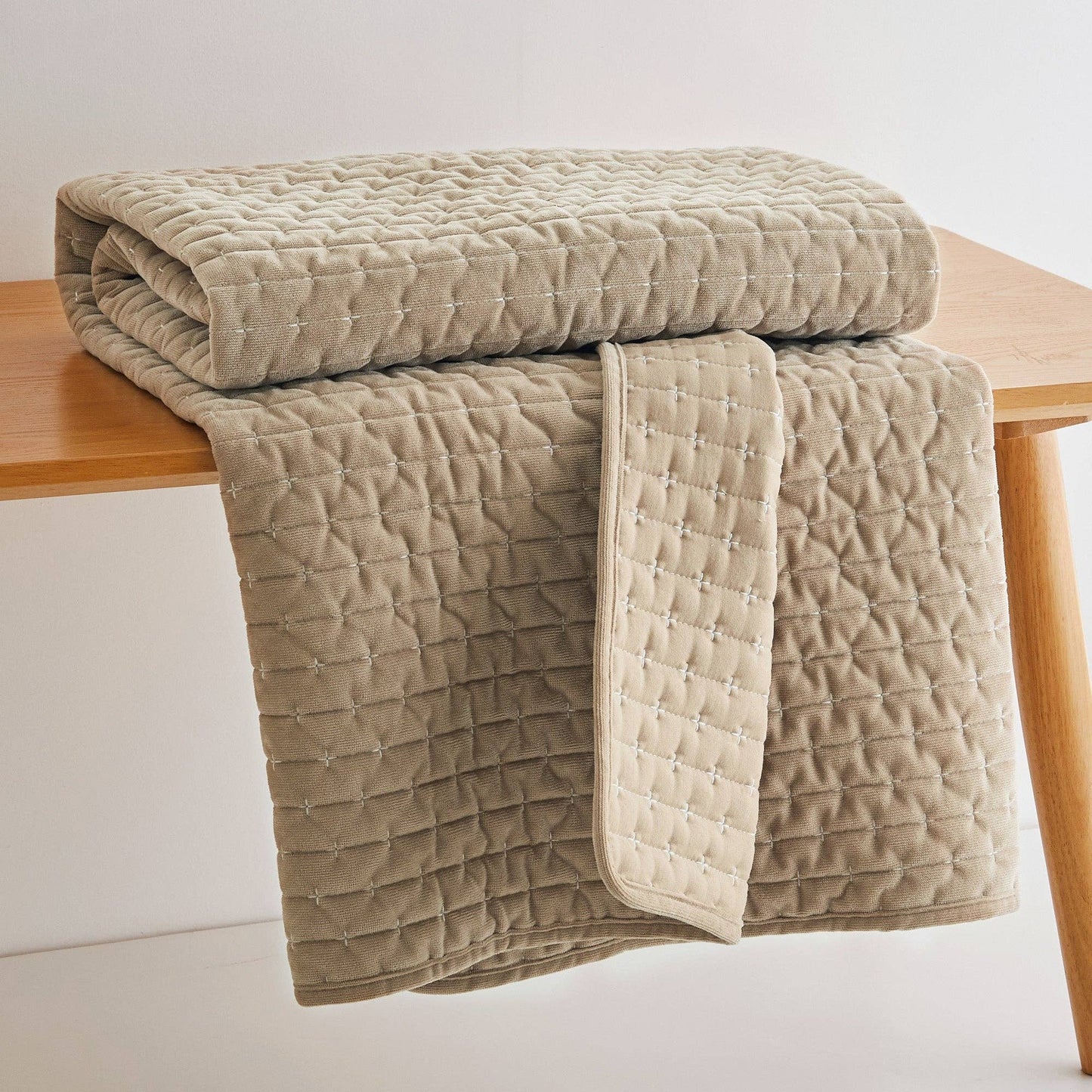 Levtex Home - Velvet Stitch Quilted Throw: Chambray