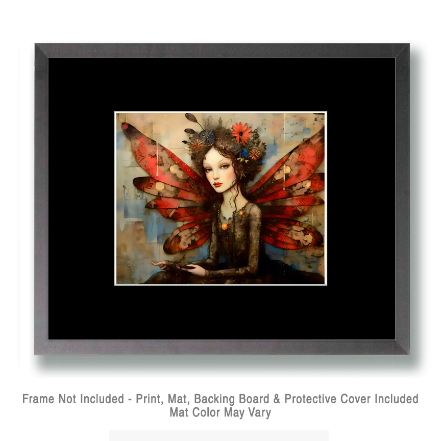 Mowbi - The Red Fairy Art Print: 8x10