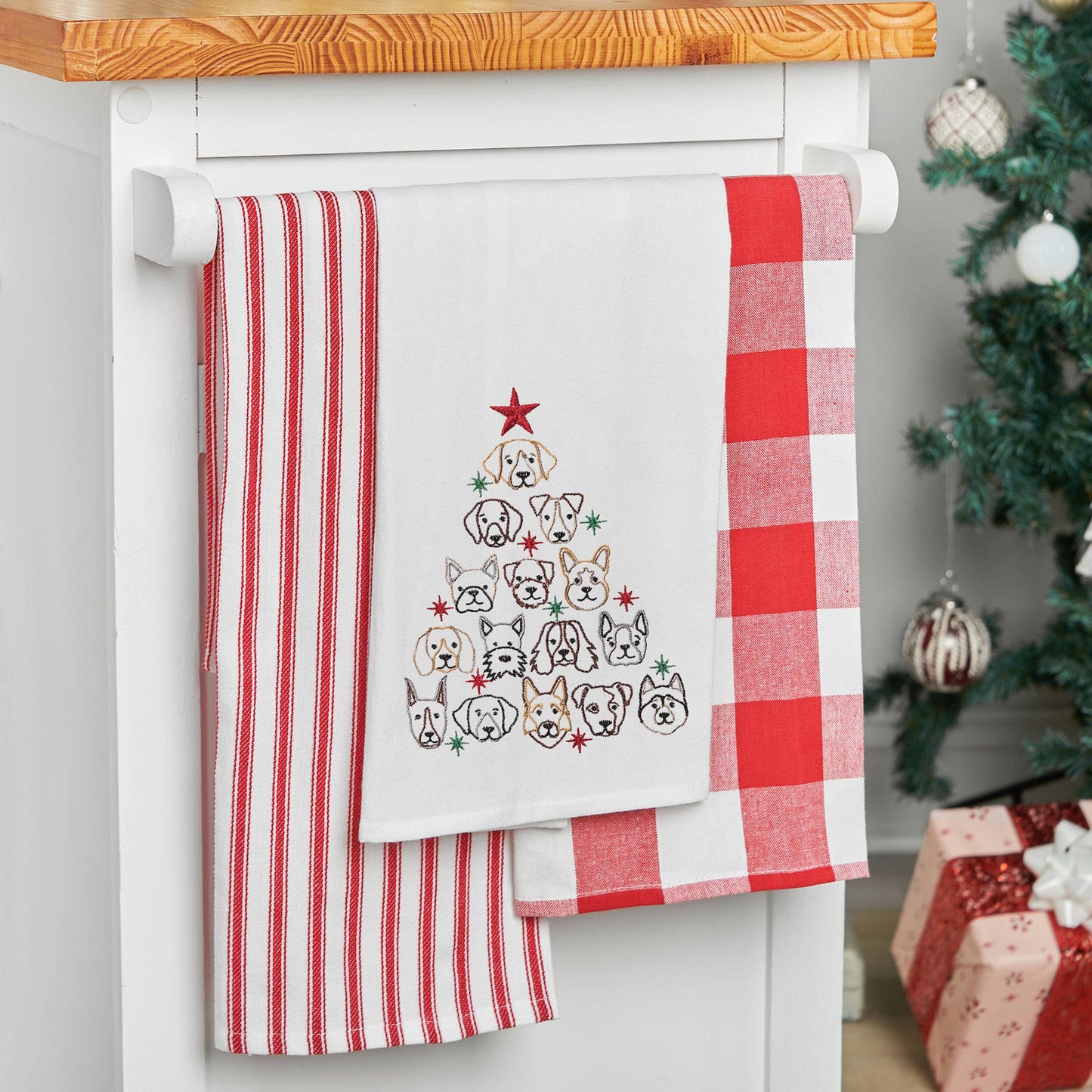 C&F Home - Christmas Dog Face Xmas Tree Kitchen Towel