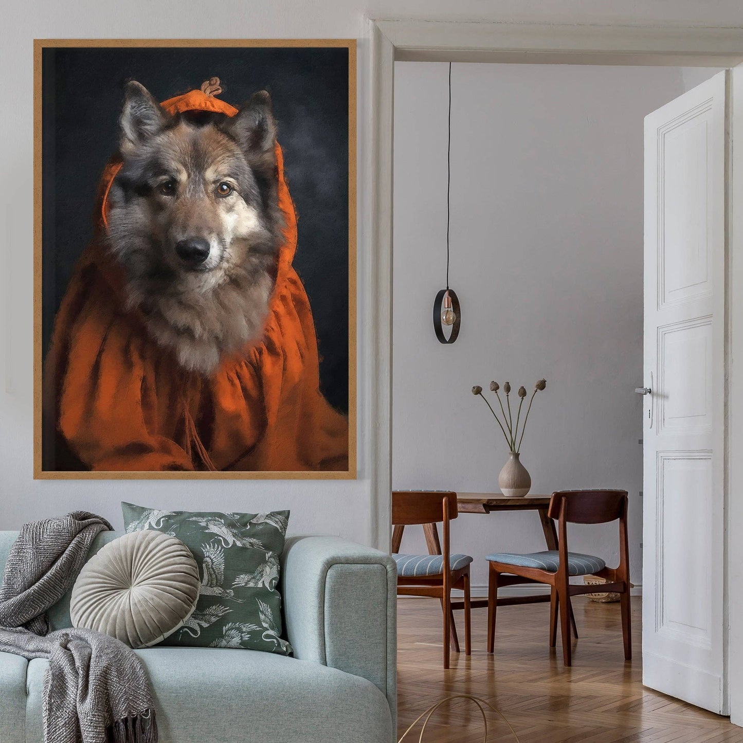 Ink & Drop - Halloween Wolf Animal Portrait Print: 11 ¾ x 15 ¾ in | 30x40 cm / Matte