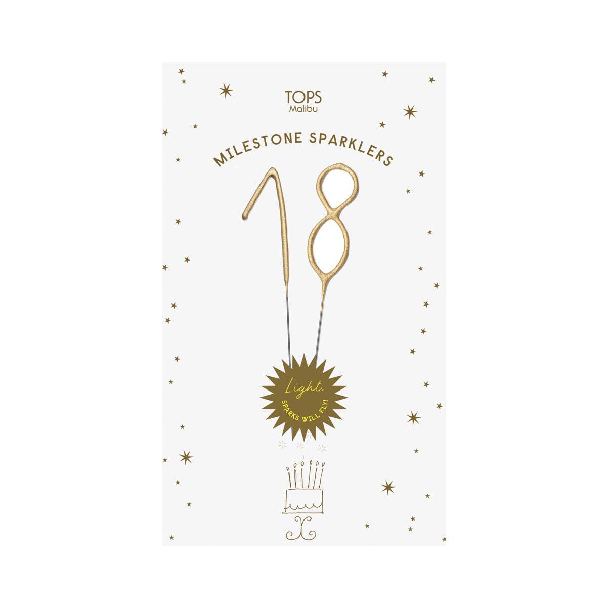 TOPS Malibu - Mini 4" Gold Milestone Number Sparkler Wands - Custom Option: Milestone Sparkler - 60