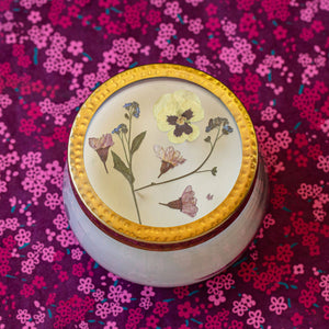 Rosy Rings - Black Currant + Bay Large Pressed Floral Candle