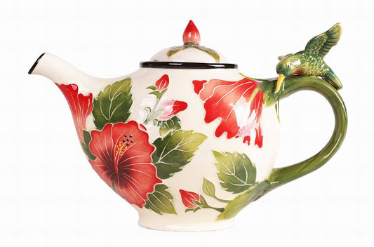 Blue Sky Clayworks - White Hibiscus Teapot